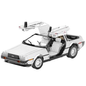 delorean steel model kit assembled with doors open