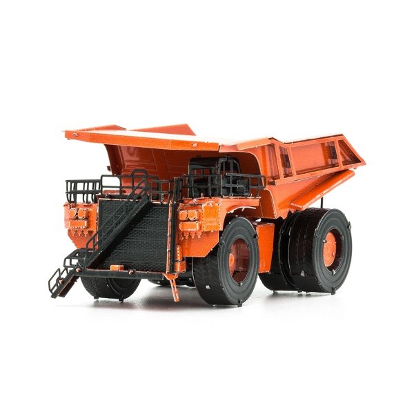 front of orange mining dump truck metal kit