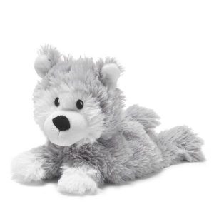 small grey & white husky plush animal