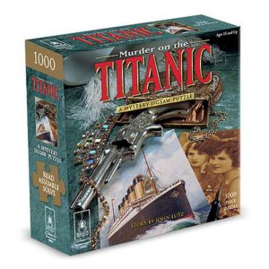 front of box of murder on the titanic puzzle