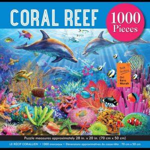 coral reef 1000 pc puzzle with colorful fish and coral and dolphins