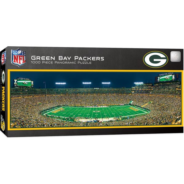 front of box of green bay packers lambeau field puzzle