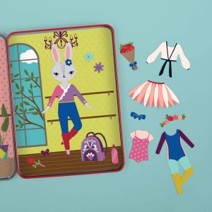 inside contents of woodland ballet magnetic dress up tin