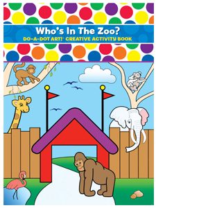 front of who's in the zoo coloring book with zoo animals