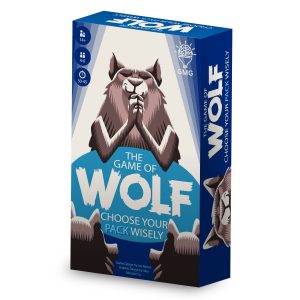 front of box of the game of wolf with wolf and blue box