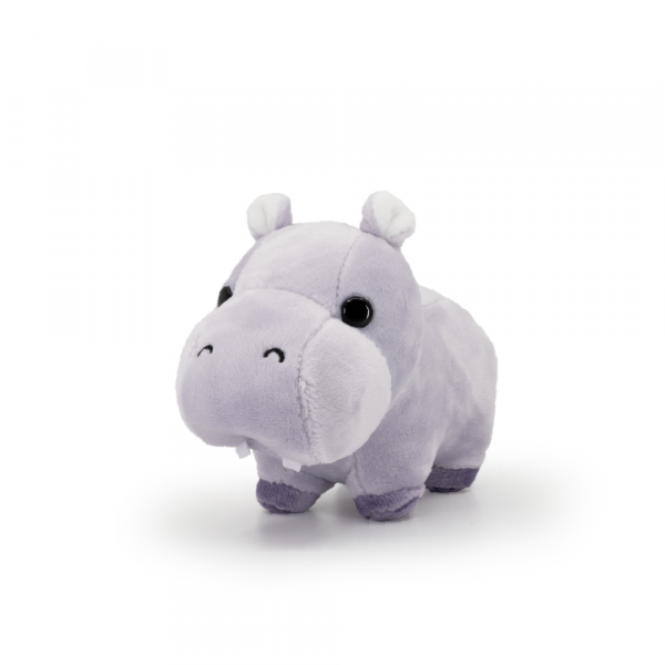 front view of a purple hippo plush bellzi