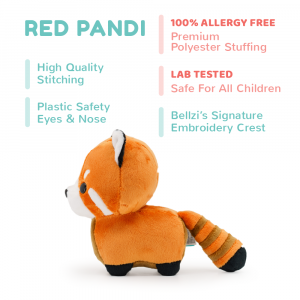 side image of red panda plush with facts