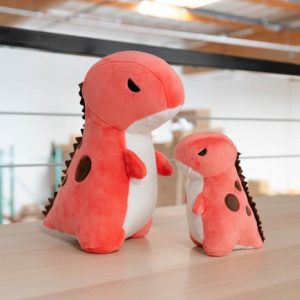 both sizes of rexxi t-rex red plush