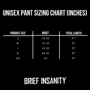 Brief Insanity sizing chart