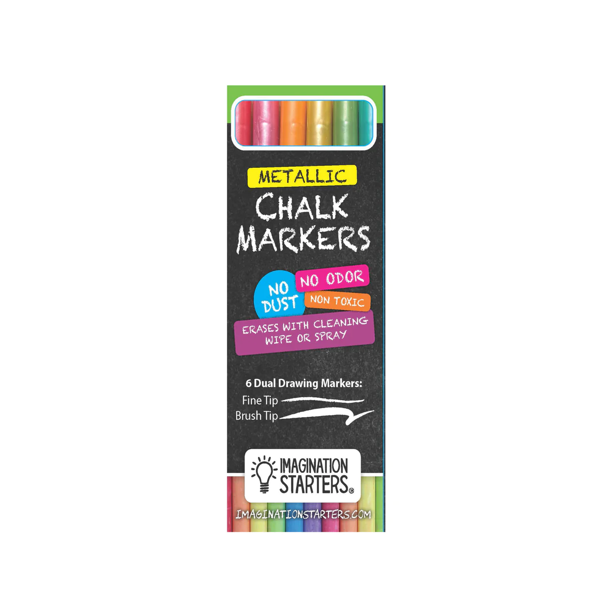 Dual Tip Metallic Chalk Markers, S/6