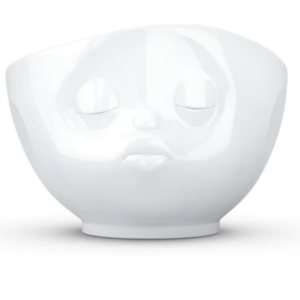 white bowl kissing face