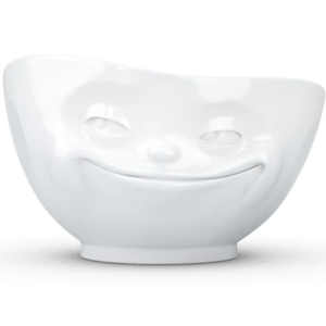 white bowl with face