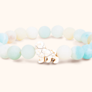 light blue beaded fahlo bracelet with lion