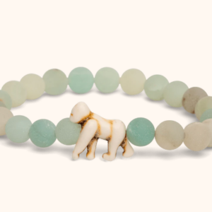 blue green beaded bracelet with gorilla