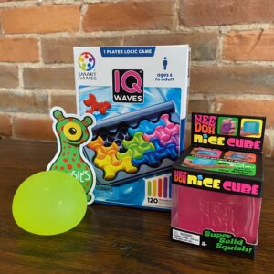 fidget bundle with sugar ball, spot sticker, iq waves and nice cube