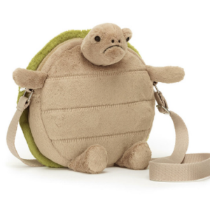 FRONT OF TIMMY TURTLE BAG TAN PLUSH FABRIC