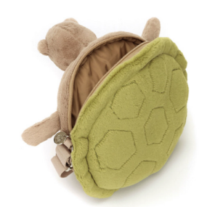 BACK OF TIMMY TURTLE GREEN SHELL MADE WITH PLUSH FABRIC