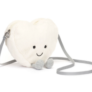 CREAM HEART PLUSH PURSE WITH FACE