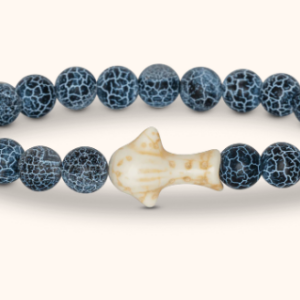 blue bead bracelet with a whale shark on it