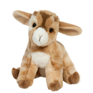 front of dandie goat stuffed animal tan and white