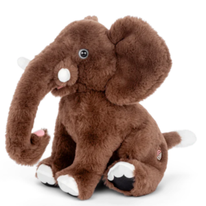 brown elephant stuffed animal with white tusks