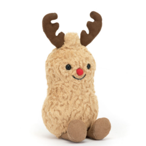 front view of sitting amuseable peanut reindeer