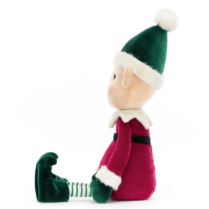 side view of eldo elf plush from Jellycat