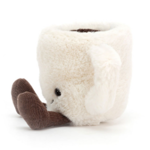 side view of amuseables espresso cup cream and brown