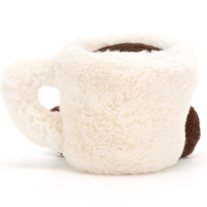back side of amuseables espresso cup white and brown plush