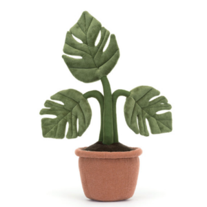 back side of plush monstera plant from jellycat