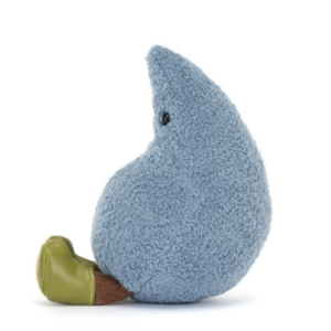 side view of blue plush raindrop