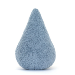 back of blue plush raindrop from jellycat