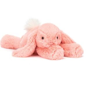 smudge apricot bunny rabbit from jellycat laying down