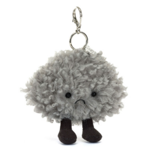 gray fluffy cloud plush keychain bag charm from jellycat