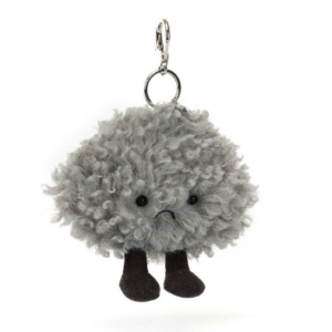 gray fluffy storm cloud plush keychain