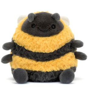 black and yellow plush bee from jellycat