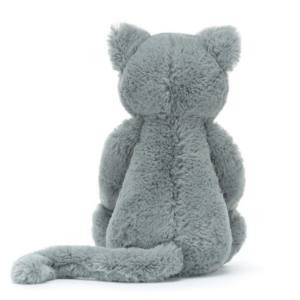 back of grey plush kitten from jellycat