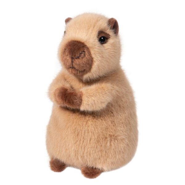 front view of tan plush capybara