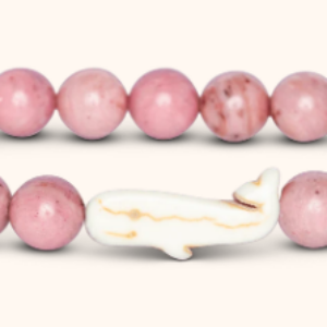 pink bead bracelet with a whale