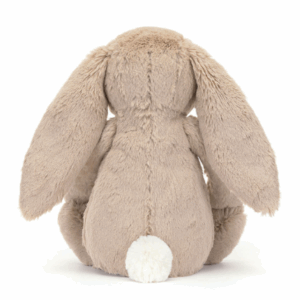 back side of beige bunny from jellycat