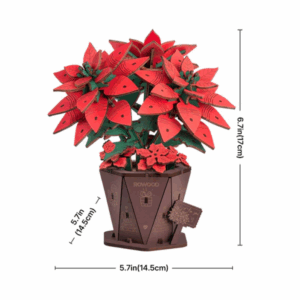 red wood poinsettia kit with brown pot