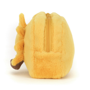 side view yellow plush pouch with sun