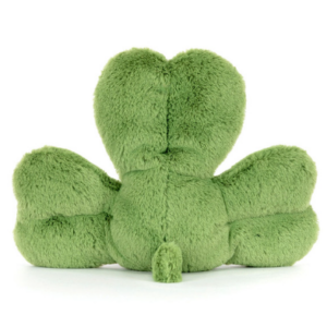 back side of green plush shamrock