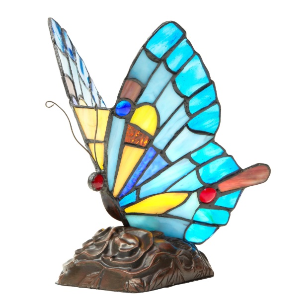 Blue Butterfly Stained Glass Lamp